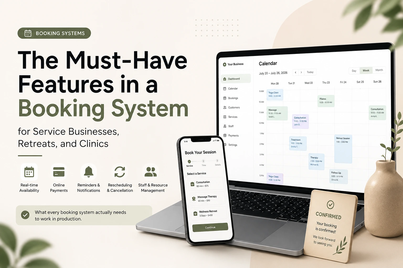 The Must-Have Features in a Booking System for Service Businesses, Retreats, and Clinics Cover Visual